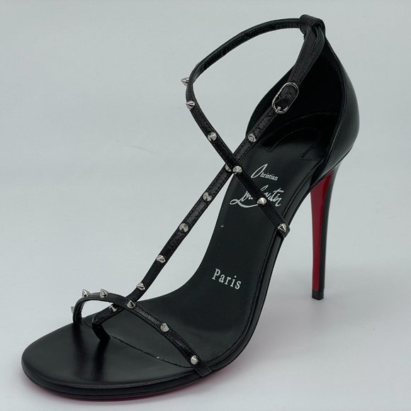 Christian Louboutin RIOJANA SPIKES 100 Strappy Studded Heels Sandals Shoes - Picture 5 of 16